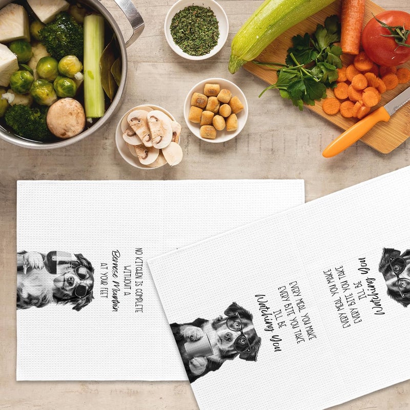 Mcehtle Bernese Mountain Dog Kitchen Towels Set of 2, Dog Kitchen Accessories, Coffee Station Decor, Chef Gift Hand Towel, Dining Room Decorative Tea Towel Dish Towels 16x24 Inch - Image 5
